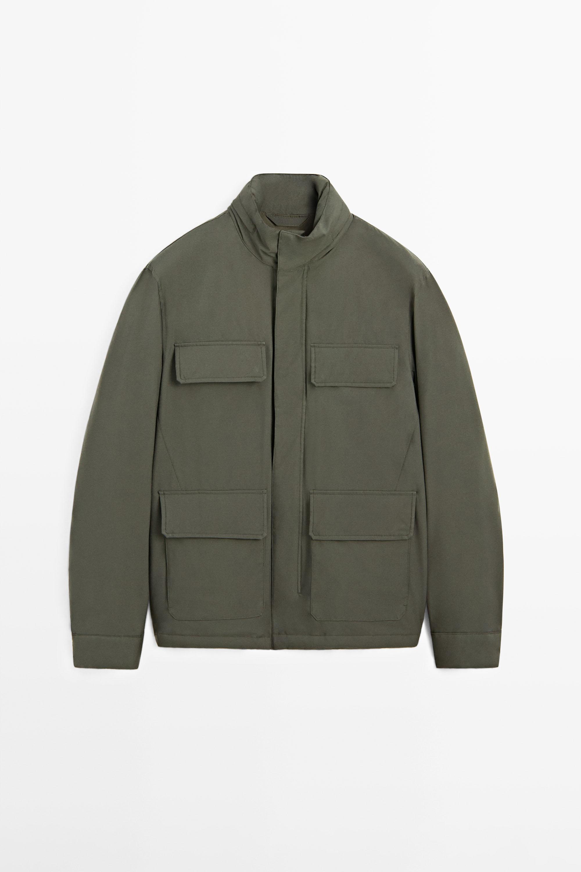 Water-repellent puffer jacket with pockets